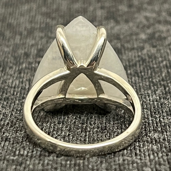 Statement Moonstone Ring, Trillion Cut Stone in Sterling Silver - Picture 6 of 15